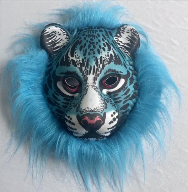 Blue tiger character mask from the PartyTime presentation archive