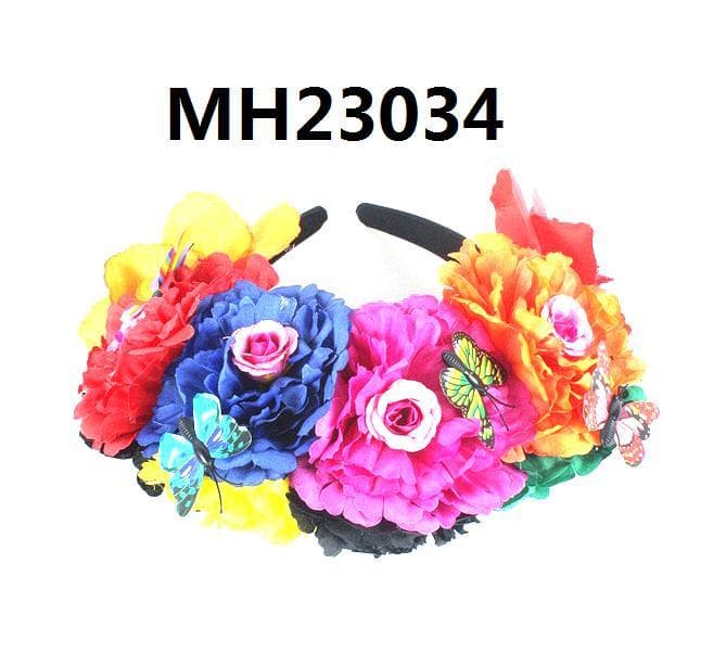 Colorful floral character headwear from the PartyTime presentation archive